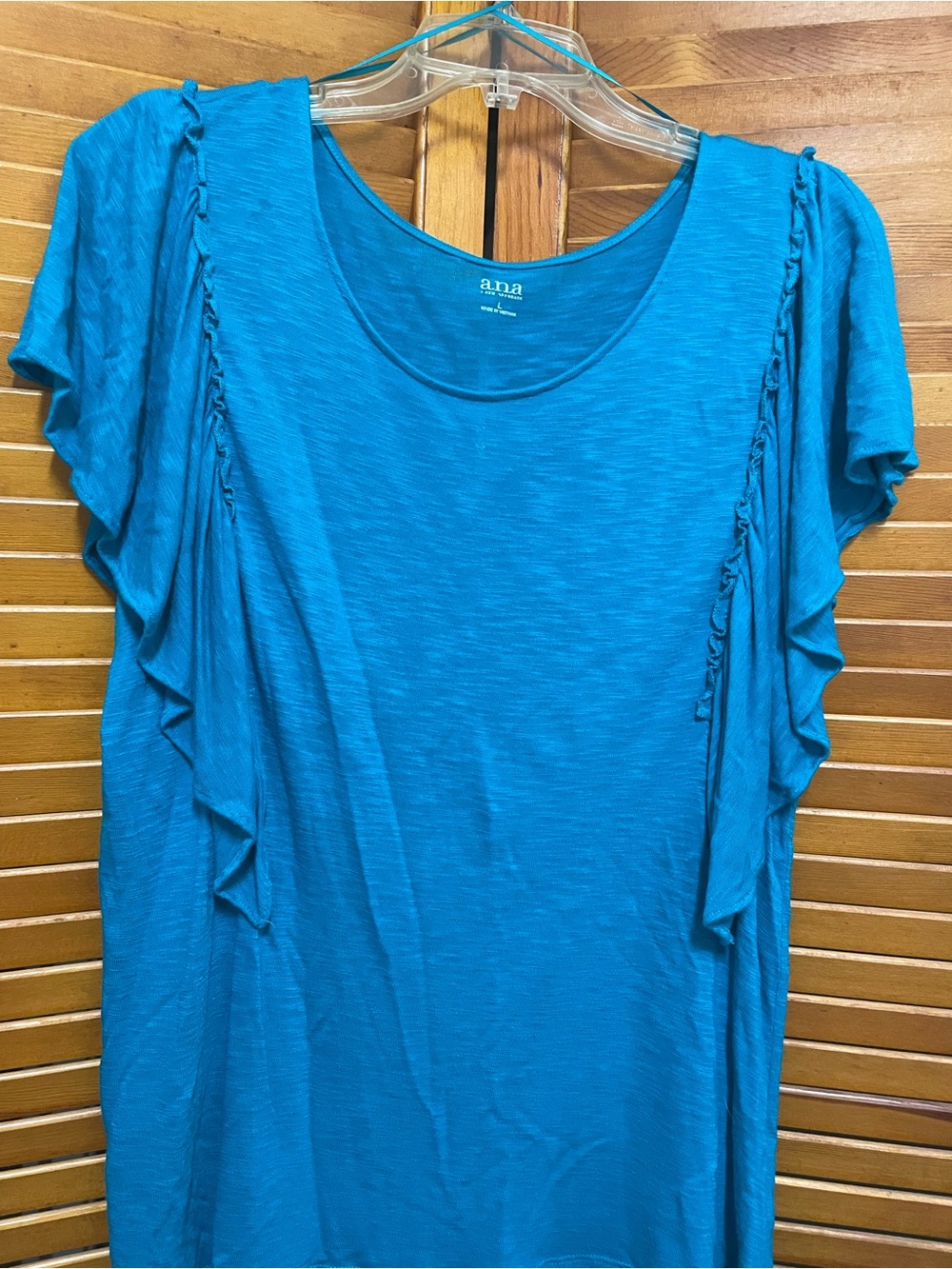 a.n.a Bright Teal Ruffle Sleeve Tunic Top